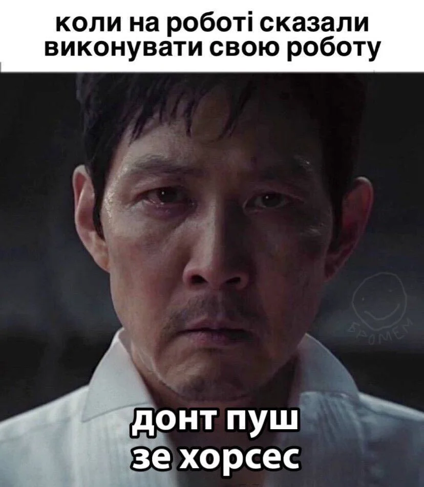 смешной мем про работу донт пуш зе хорсес