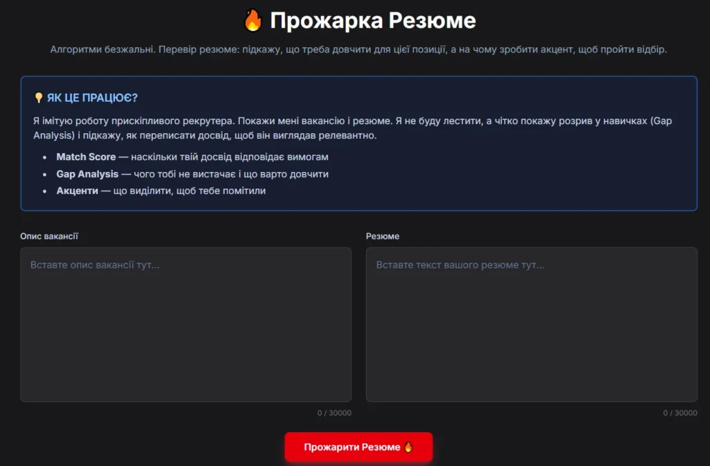Прожарка резюме на сервісі Балувана Валя